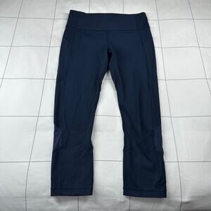 Lululemon Leggings Womens 6 Navy Blue Pace Rival Cropped Athletic Running Gym